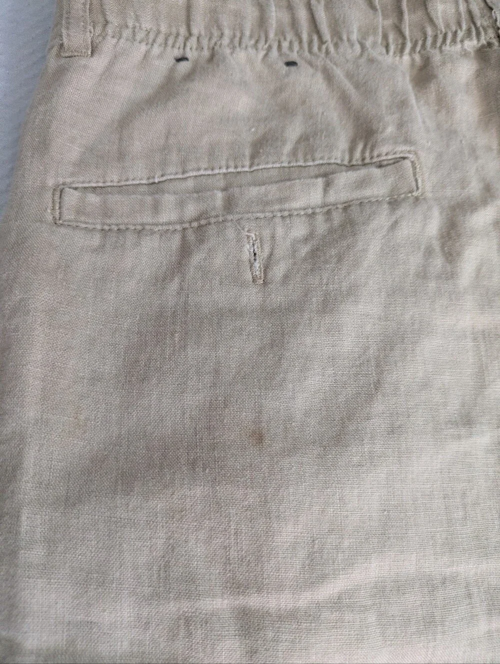 Tasso Elba Mens M 100% Linen Pants 31x27 Beige Oatmeal Straight Leg Trousers